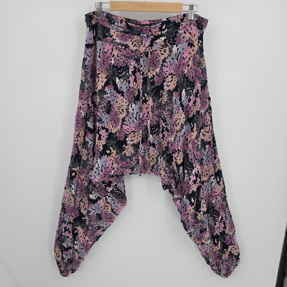 Buddha Pants Savannah Summer Harem Yoga Sz M Purple Reef Print Unisex Packable